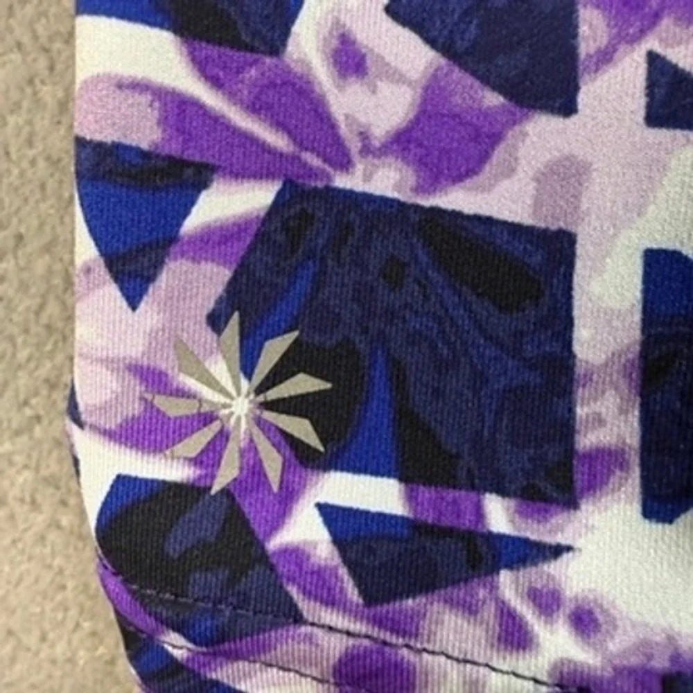 Athleta Leggings High Rise Geometric Abstract Slim Fit XS Blue Purple Athletic